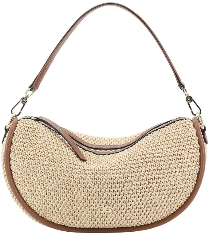 abro Schoudertas Maglia Raffia Hobo Bag Willow Natural Beige