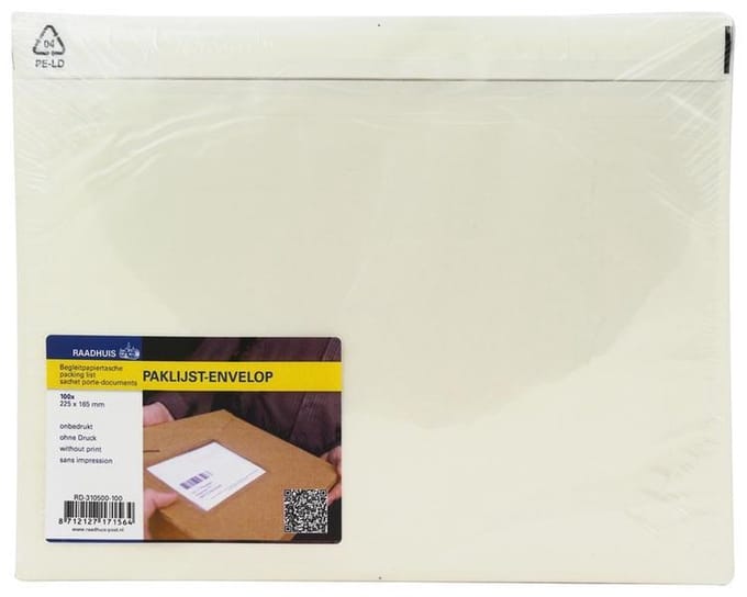 Raadhuis paklijstenvelop - 225x165mm - A5 - onbedrukt - 100 stuks