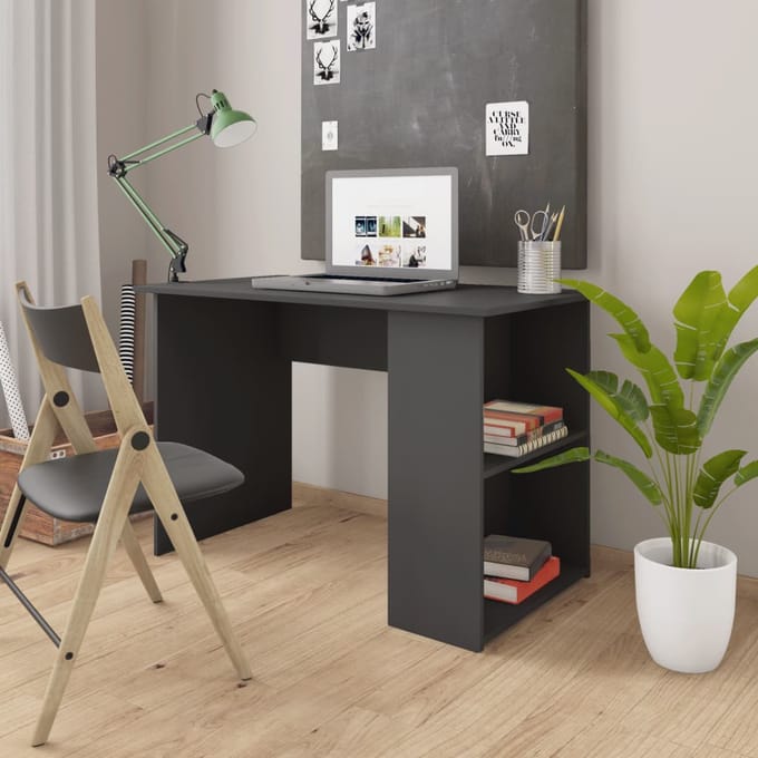 vidaXL - Bureau - 110x60x73 - cm - bewerkt - hout - grijs
