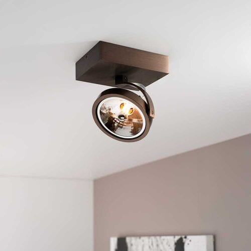 Saturno bronzo I by LUSENZ - Plafondspot met kantelbare geborstelde bronzen basis en armatuur