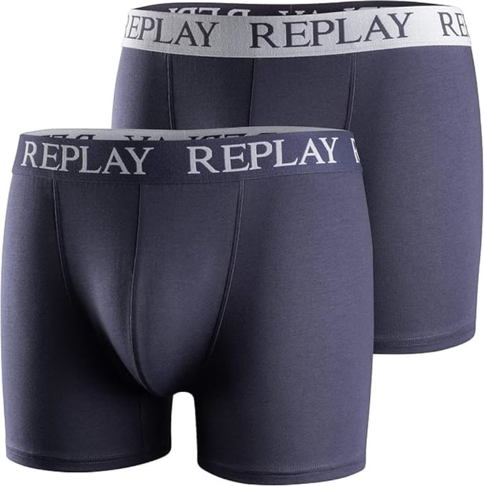 Replay Men´s Boxer Short (2 Pair Box) RP101005 - Dark Blue/White - L