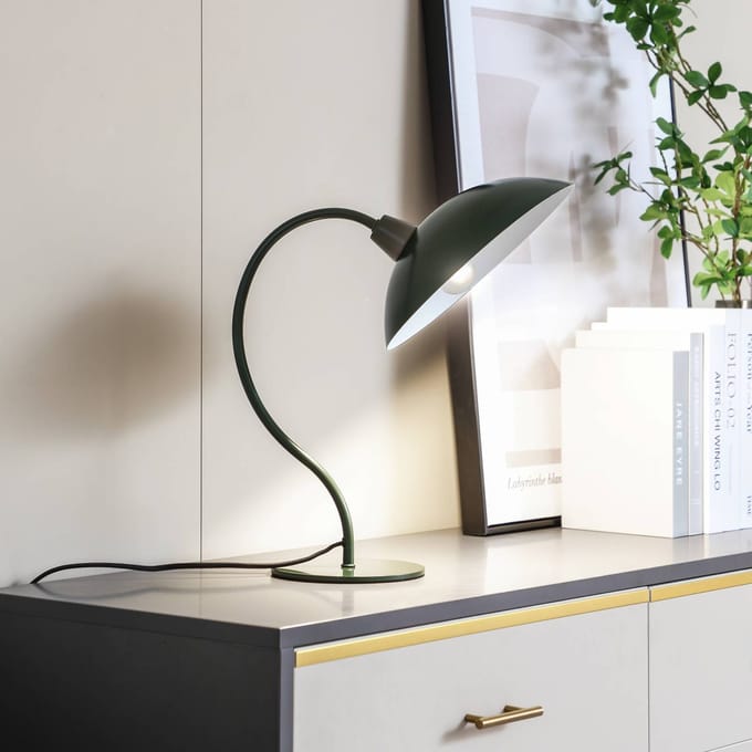 Lucande - Tafellamp - 1licht - Metaal - H: 42.75 cm - E14 - donkergroen, wit