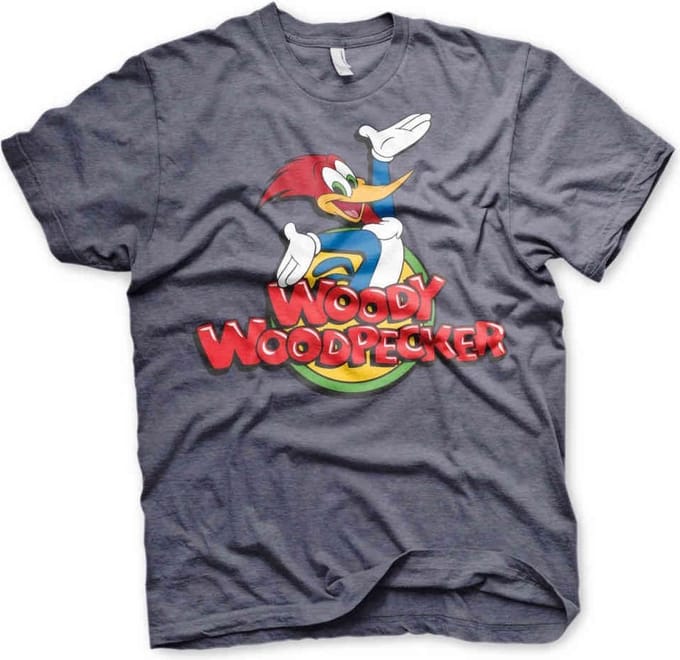 Woody Woodpecker Heren Tshirt -S- Classic Logo Blauw