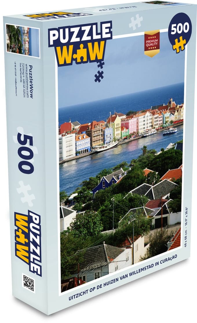 Puzzel Uitzicht op de huizen van Willemstad in Curaçao - Legpuzzel - Puzzel 500 stukjes