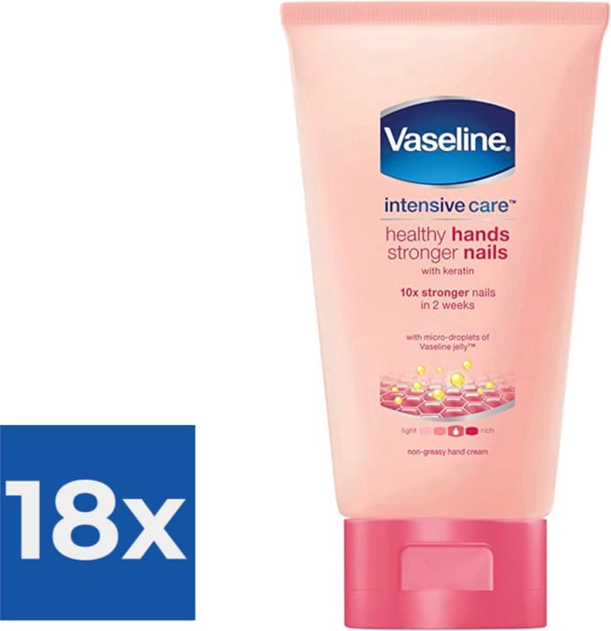 Vaseline Handcreme - Healthy hands & stronger nails 75 ml - Voordeelverpakking 18 stuks