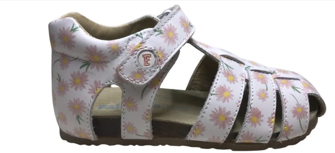 Falcotto - Alby - Mt 25 - velcro lederen sandalen- Kamille - wit/roze