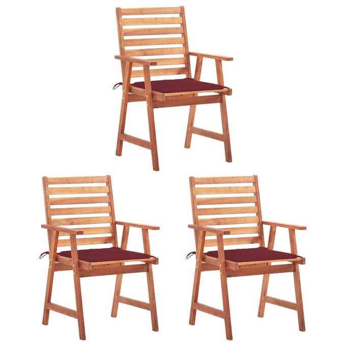 vidaXL - Tuinstoelen - 3 - st - met - kussens - massief - acaciahout