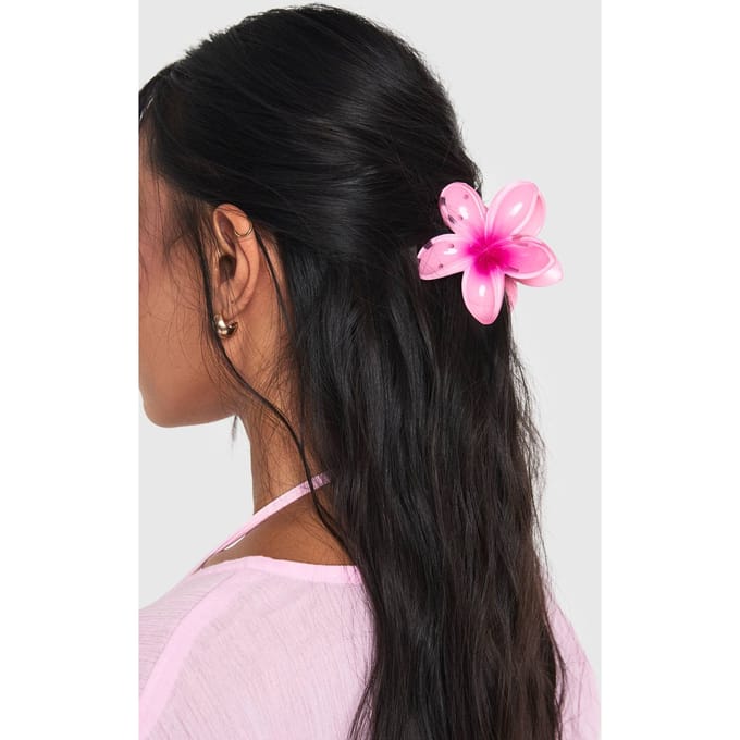 boohoo Dames Grote Bloem Klauwclip | Baby Roze
