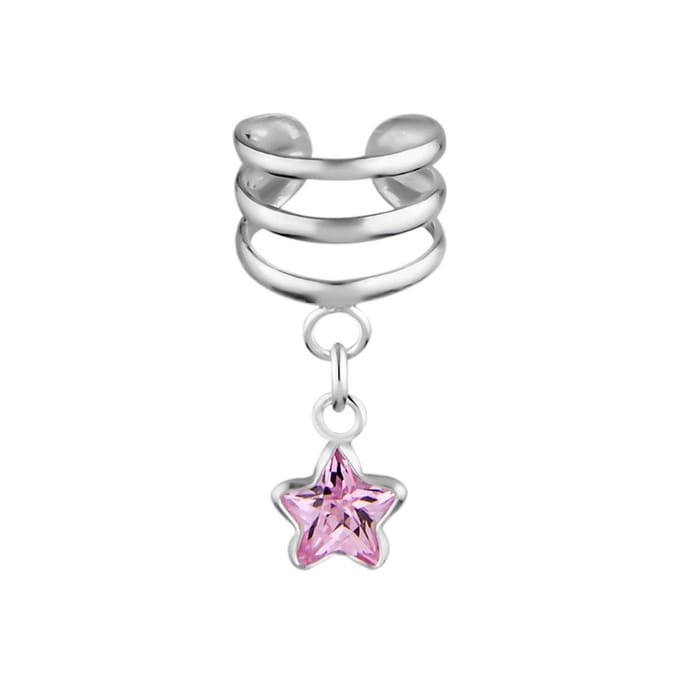 Zilveren ear cuff - stervormige hanger - 925 zilver - 37x26x3