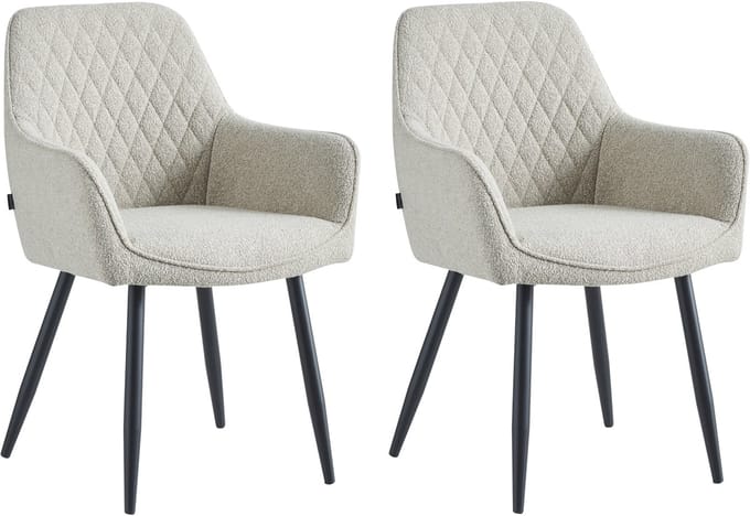 Colenis® - Beverly Eetkamerstoel - Set Van 2 - Beige - Bouclé