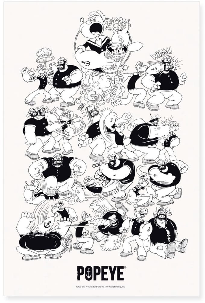 Popeye Gevechtshoudingen Poster 60x90 cm