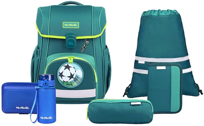 McNeill schooltas Bravo Schoolbag Set 9-delig Petrol