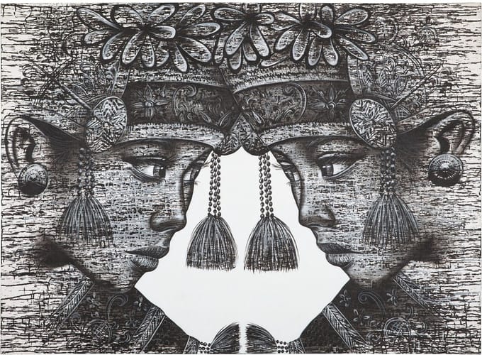 MUST Living Wall Art Balinese Twins schilderij op canvas – 150x110 cm