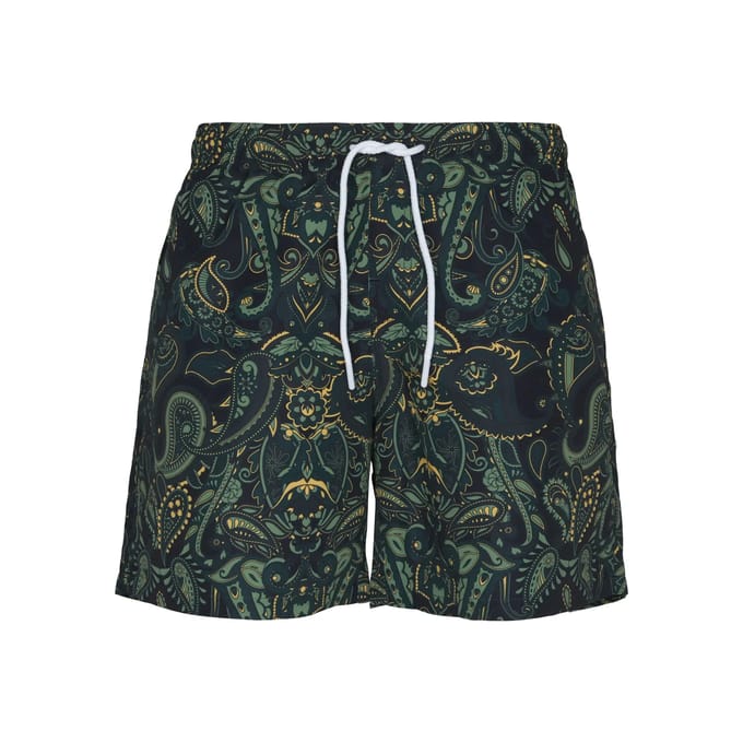 Urban Classics - Paisley Zwemshorts - L - Zwart/Groen