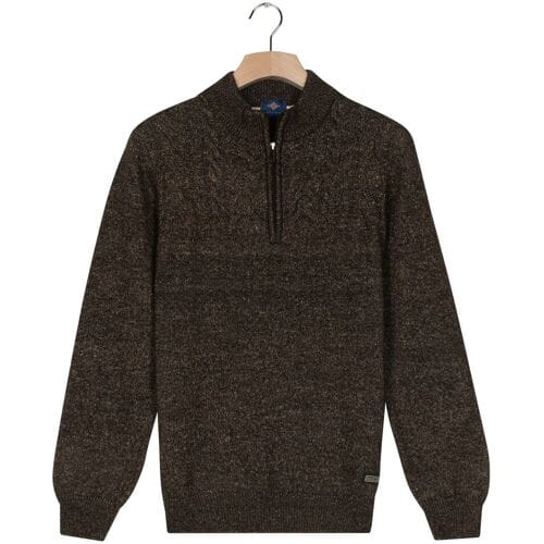 Baileys Trui Half Zip Single Stitch Top Front Cable Design Bruin / male