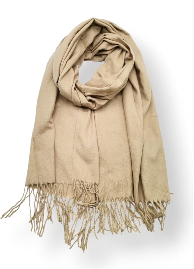 Lange warme dames winter sjaal Milou effen yellow camel