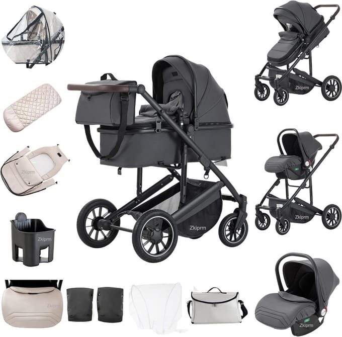 3-in-1 Kinderwagen Set Compleet met Autostoel en Reiswieg