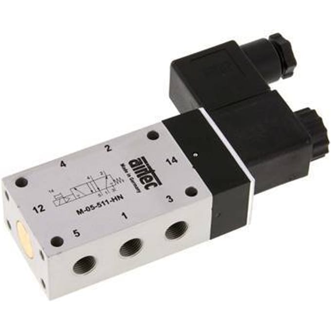 5/2 G1/8'' Magneetventiel 24V DC 3-10bar/42-140psi Airtec
