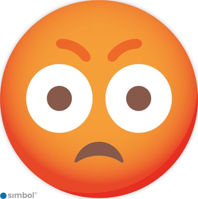 Simbol® Sticker Emoticon Boos en Verbaasd - Smiley voor Kliko - ø 20 cm