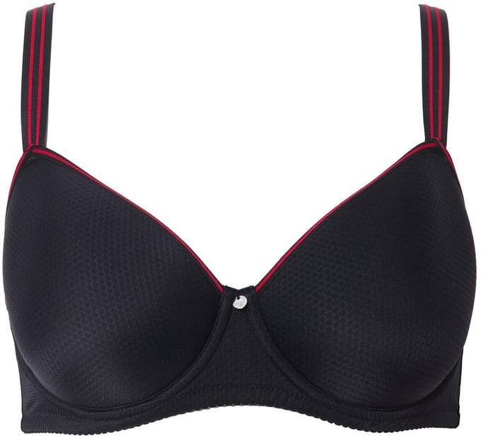 Ulla Popken - Dames - Beugel-BH jacquardmotief spacercups - Zwart - Maat 85E