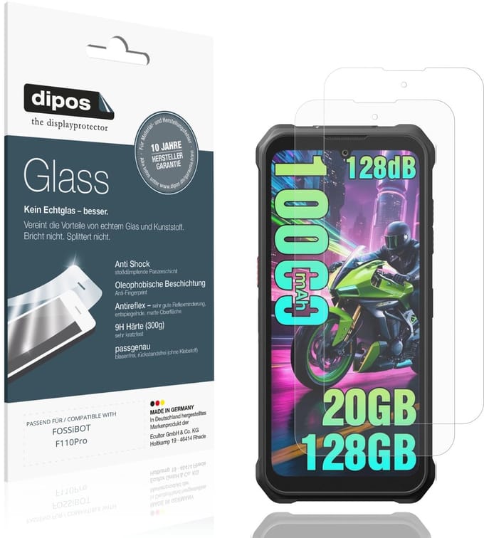 dipos – 2x Matte Pantserfolie geschikt voor FOSSiBOT F110Pro | 9H Screenprotector