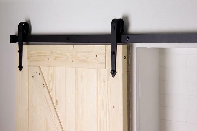 Wovar Zwart Schuifdeursysteem met Rails | Rustiek Model Compleet 200 cm | Per Set