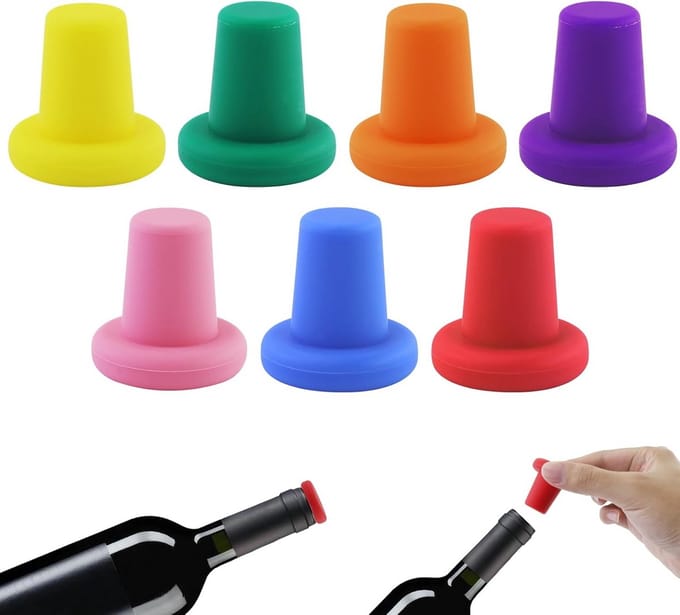 Fles Dop Set - Herbruikbare Sluiters - Drank Vers Houden - Voedselveilig Silicone - 7 Stuks - Multicolor