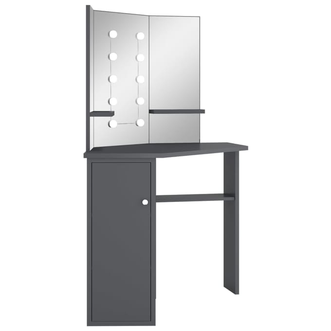 vidaXL - Hoekkaptafel - met - LED - 111x54x141,5 - cm - grijs