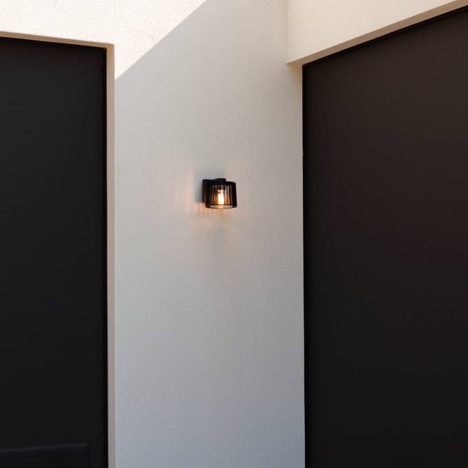 LUTEC Shyne - Wandlamp voor buiten - Aluminium - Retro look - E27 - Zwart