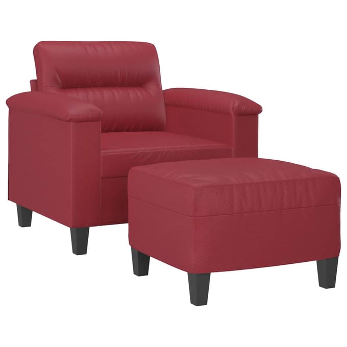 vidaXL Fauteuil met voetenbank 60 cm kunstleer wijnrood