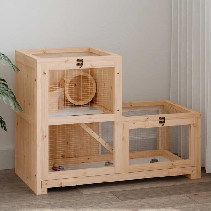 vidaXL - Hamsterkooi - 81x40x60 - cm - massief - vurenhout