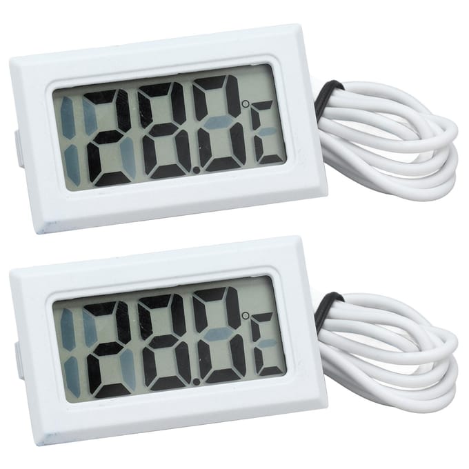 2 Stuks Elektronische Digitale Thermometer Thermostaat Temperatuurmeter 2s Refresh met SondeWit white