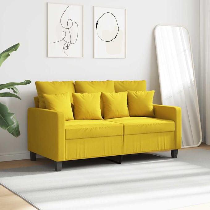 Vidaxl Bank 2-Persoons, Lichtgeel, 120 Cm, Bekleed met Stof