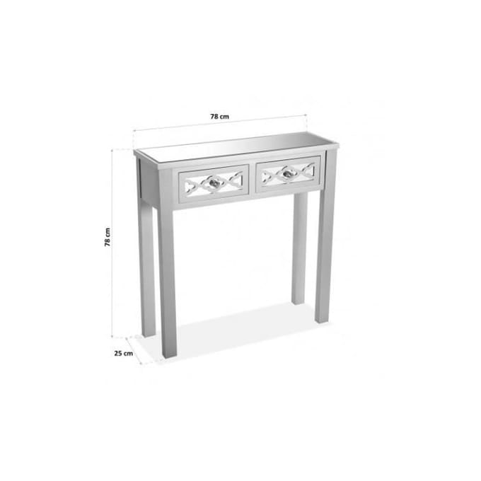Console bois et miroir - VERSA - SAFIRA - 2 tiroirs - Bois - 78 x 25 x 78 cm