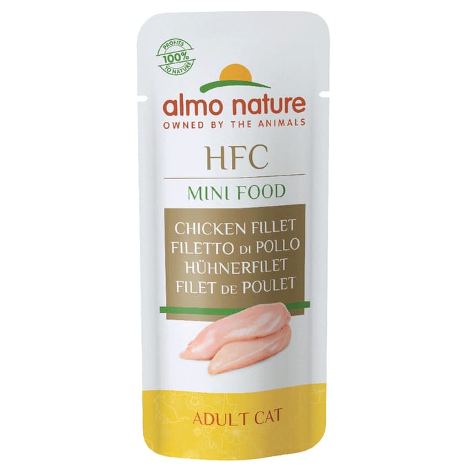 25x3g Almo Nature Green Label Mini Food Kipfilet Kattensnacks