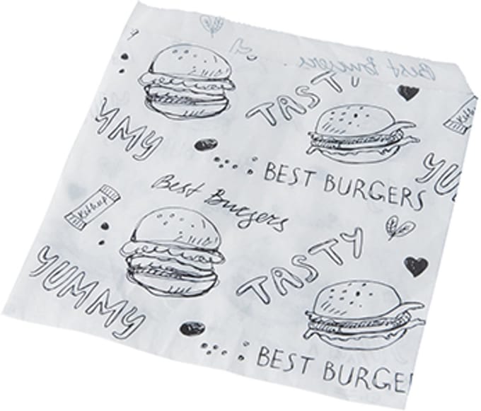 1x 1000 Hamburger zakjes Papier (kraft) 13 cm x 13 cm wit