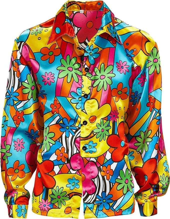 Hippie blouse bloemen heren