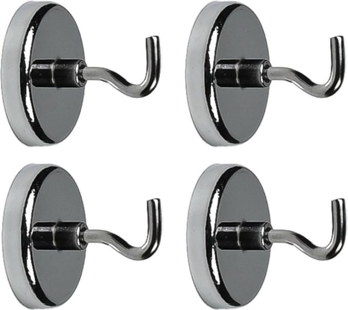 Benson Ophanghaakjes - 4x - magnetisch - ovaal - zilver - D3,6 cm