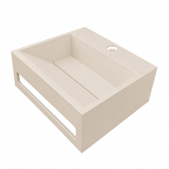 Julia fontein 30x28 cm beige Solid Surface met handdoekhouder
