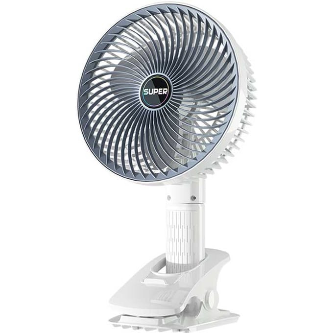 Thuis Elektrische Clip Ventilator Draagbaar Draadloos 1200mAh Bureau Wandventilator Handheld Student Ventilator voor Kantoor Laptop wit