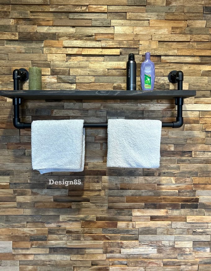 Design85 Handdoekrek industrieel 80 cm breed met plank