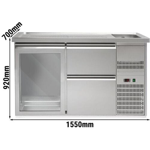 GGM Gastro Biertheke Premium PLUS - 1550x700mm - 1 Glastür & 2 Schubladen