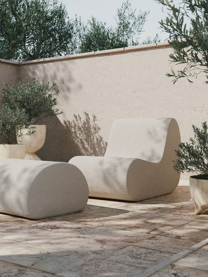 Ferm Living Rouli poef - off-white (Bouclé)
