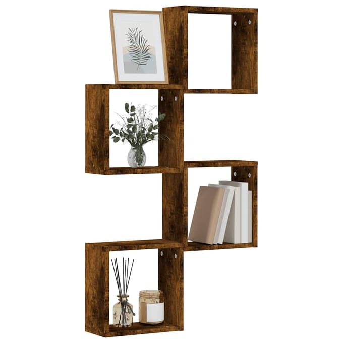 vidaXL - Wandrekken - kubus - 4 - st - 30x15x30 - cm - gerookt - eiken