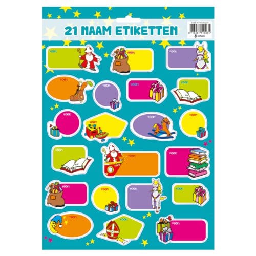 Sinterklaas naamstickers, 21 stuks op a4