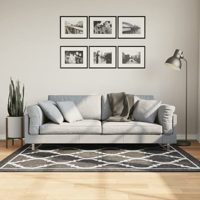 vidaXL - Vloerkleed - wasbaar - 120x180 - cm - zwart - en - wit
