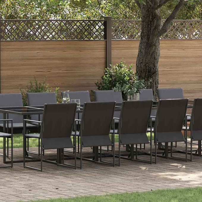 vidaXL - Tuin - Eettafel - Set - 17 - st - Zwart - Staal