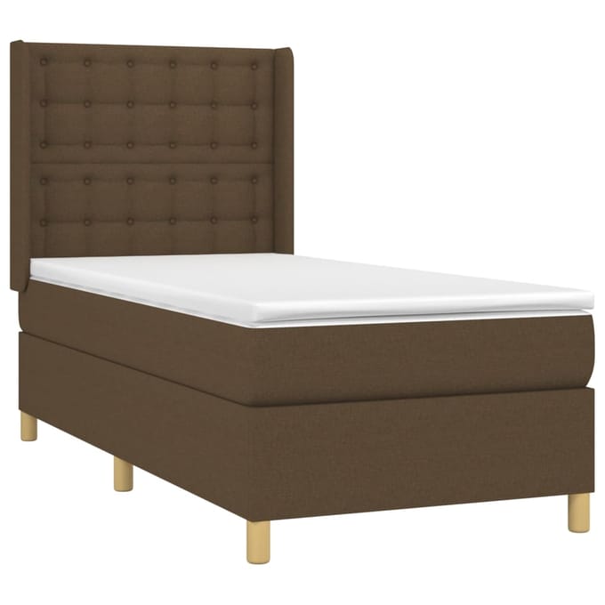 vidaXL - Boxspring - met - matras - stof - donkerbruin - 80x200 - cm