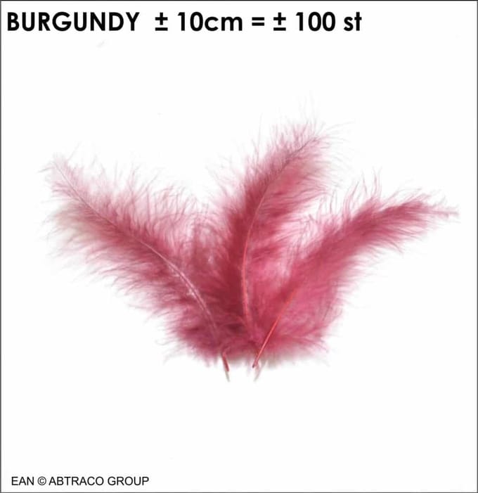Pluim 10 cm pak van ± 100 st / bourgogne, bordeauxrood, bourgondië