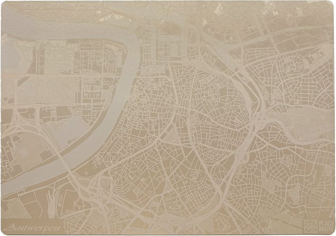 Place Maps Placemat Stadskaart Brussel - Kunstleer - Zwart - 1 Stuk